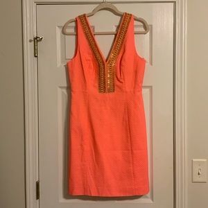 Lilly Pulitzer dress size 6 coral with gold detailing